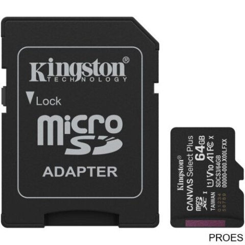 Karta pamięci Canvas Plus Gen3 MicroSD + adapter 64GB Kingston