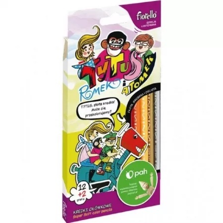 Kredki FIORELLO Super Soft 12 kol. + 2 gratis ostrz. trójkątna Tytus 170-2725