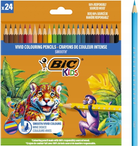 Kredki drewniane BIC Kids Smooth ECO Pudełko 24szt 525787