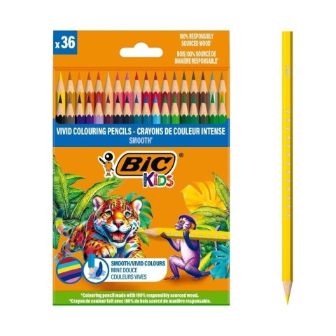 Kredki drewniane BIC Kids Smooth ECO Pudełko 36szt 525788