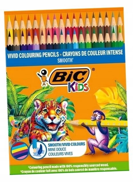 Kredki drewniane BIC Kids Smooth ECO Pudełko 48szt 303184