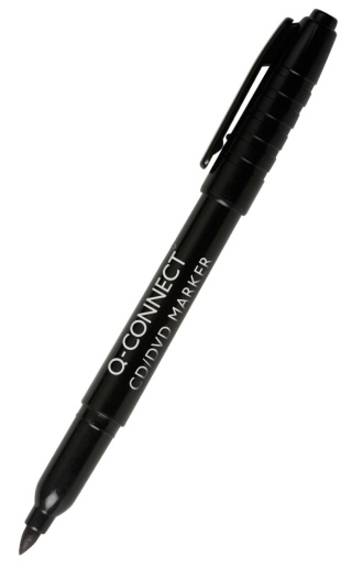 Marker do płyt CD/DVD Q-CONNECT, 1mm (linia), czarny, KF02300