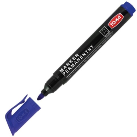 Marker permanentny, końcówka okrągła 1,5mm, niebieski TO-202 Toma