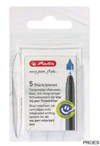 Naboje do piór kulkowych my.pen, niebieskie, 5 sztuk 11378999 Herlitz