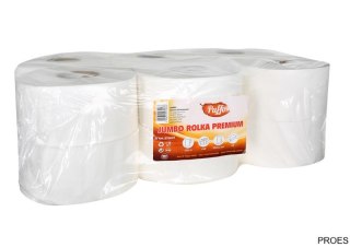 Papier toaletowy JUMBO PREMIUM 270003 2 warstwy 120m biały (12szt.) makulatura PUFFO