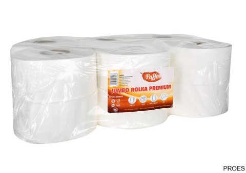 Papier toaletowy JUMBO PREMIUM 270003 2 warstwy 120m biały (12szt.) makulatura PUFFO