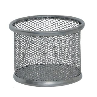 Pojemnik na przybory Q-CONNECT Office Set, metalowy, 90x68mm, srebrny, KF15104