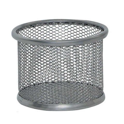 Pojemnik na przybory Q-CONNECT Office Set, metalowy, 90x68mm, srebrny, KF15104