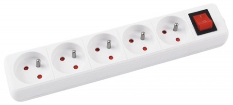 Przedłużacz OFFICE PRODUCTS, 5 gniazd, 3m, z uziemieniem i wyłącznikiem, biały, 13115341-14