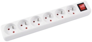 Przedłużacz OFFICE PRODUCTS, 6 gniazd, 1,5m, z uziemieniem i wyłącznikiem, biały, 13116141-14