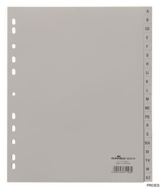Przekładki PP A4 szare, nadr. indeks, A-Z, 20 części Szary 652010 DURABLE