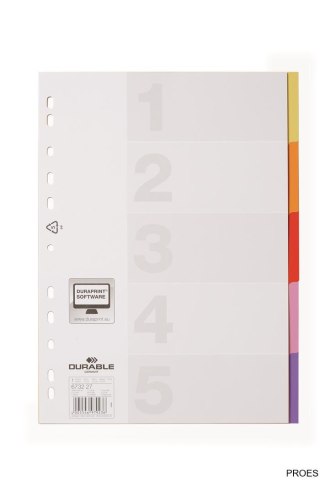 Przekładki VARICOLOR 1-5, A4, z PP 6732-27 DURABLE