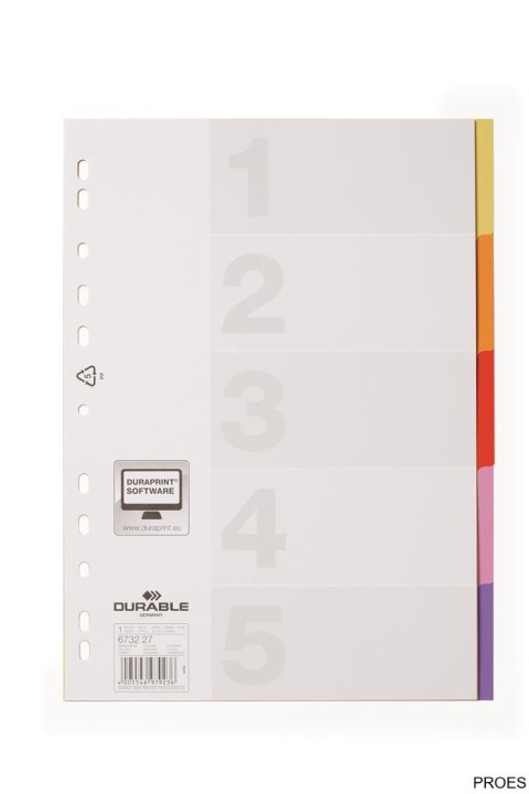 Przekładki VARICOLOR 1-5, A4, z PP 6732-27 DURABLE