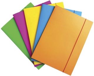 Teczka z gumką OFFICE PRODUCTS Fluo, karton/lakier, A4, 300gsm, 3-skrz., mix kolorów, 21191261-99