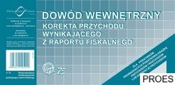 V-75 Dowód wewnętrzny - korekta przychodu wynikającego z raportu fiskalnego 50k 1/3 A4 offset MICHALCZYK I PROKOP