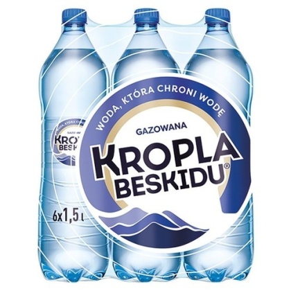 Woda KROPLA BESKIDU gazowana 1.5L butelka PET zgrzewka 6 szt. KAUCJA