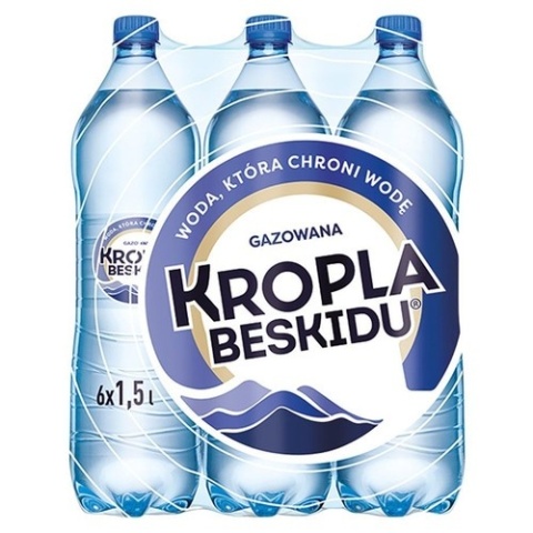 Woda KROPLA BESKIDU gazowana 1.5L butelka PET zgrzewka 6 szt. KAUCJA