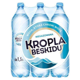 Woda KROPLA BESKIDU niegazowana 1.5L butelka PET zgrzewka 6 szt. KAUCJA