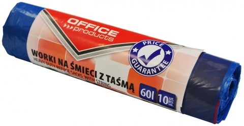 Worki na śmieci z taśmą OFFICE PRODUCTS, premium (LDHD), 60L, 10szt., niebieskie, 22023322-01