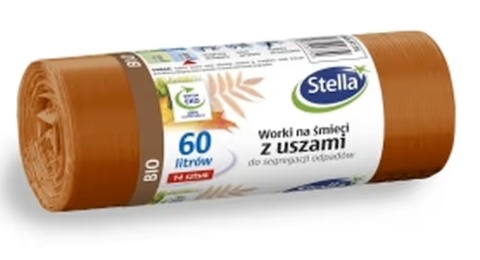 Worki z uszami STELLA, do segregacji odpadów bio, 60 l, 14 szt., brązowe, brązowy, 035175