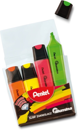 Zakreślacze płaski, 4 kolory SL60-4 PENTEL