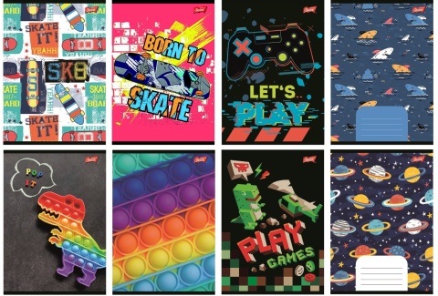 Zeszyt A5 16k 3linia dwukolo.L mix chłopięcy laminowany UNIPAP *6946