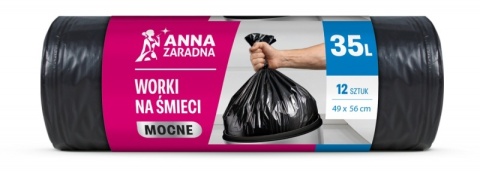 ANNA ZARADNA Worki 35l na śmieci LDPE supermocne czarne (12 szt.) 67804