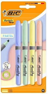 BIC Pastel Mineral Tones Highlighter Grip Zakreślacz mix Blister 4szt, 302801