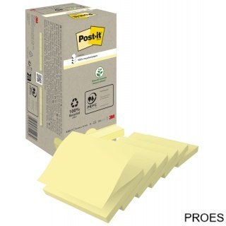 Ekologiczne karteczki samoprzylepne Post-it_ Z-Notes z certyfikatem PEFC Recycled, Żółte, 76x76mm, 16 bloczków po 100 ka