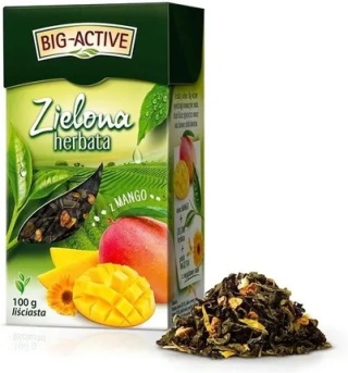 Herbata BIG-ACTIVE zielona liściasta z mango 100g