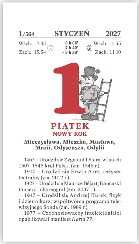 Kalendarz RODZINNY zdzierak 2027 (Z1) TELEGRAPH