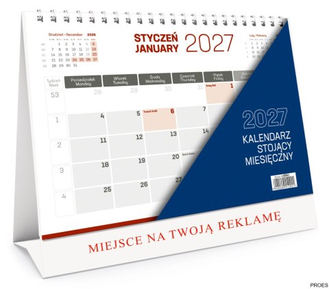 Kalendarz stojący miesięczny 2027, KB034B, WOKÓŁ NAS