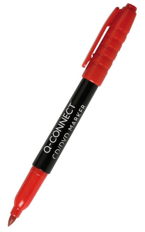 Marker do płyt CD/DVD Q-CONNECT, 1mm (linia), czerwony, KF02302