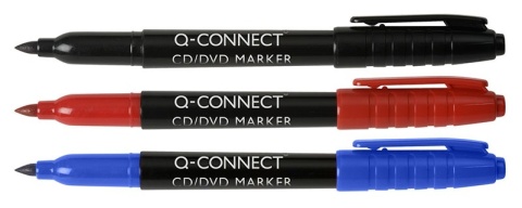 Marker do płyt CD/DVD Q-CONNECT, 1mm (linia), czerwony, KF02302
