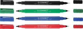 Marker do płyt CD/DVD Q-CONNECT, Dual, 0,4mm i 1 mm (linia), czerwony, KF11345