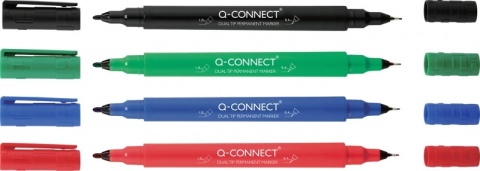 Marker do płyt CD/DVD Q-CONNECT, Dual, 0,4mm i 1 mm (linia), czerwony, KF11345