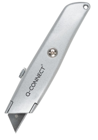 Nóż tapicerski Q-CONNECT, metalowy, z blokadą, szary, KF10633