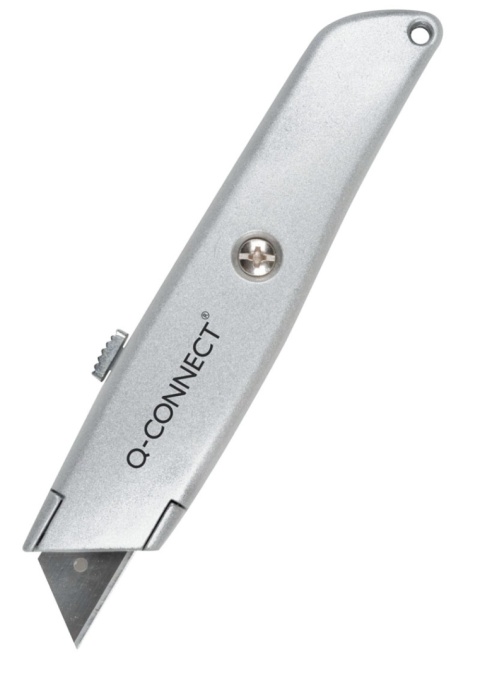 Nóż tapicerski Q-CONNECT, metalowy, z blokadą, szary, KF10633