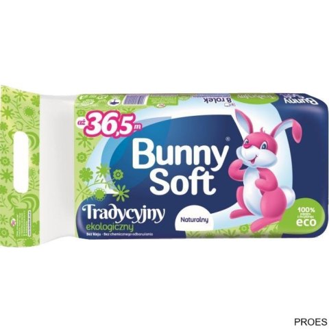 Papier toaletowy szary 1W 36.5m 8 rolek makulatura (8 rolek) Bunny Soft