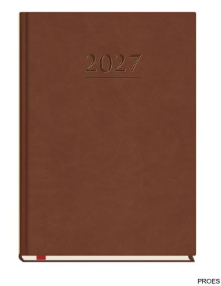 Terminarz Popularny A5 2027, ciemno brązowy, kalendarz 1 tydzień na 2 stronach, Michalczyk i Prokop T-209V-S2