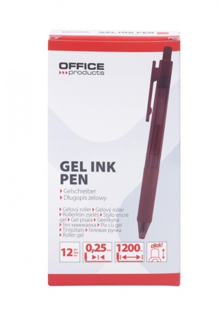 Długopis automatyczny żelowy OFFICE PRODUCTS,  gr. linii 0,25mm, dł. linii 1200m, czerwony, 17025711-04