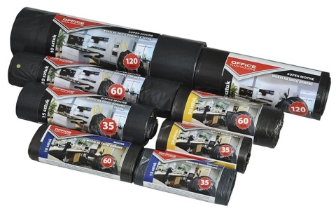 Worki na śmieci biurowe OFFICE PRODUCTS, mocne (LDPE), 35l, 15szt., czarne, 22021218-05